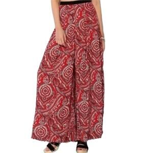 Women's Staring At Stars Red White Paisley Palazzo Harem Boho Wide Leg Pant sz 2